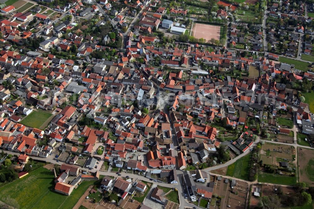 Flonheim from above - Village view from Flonheim is a municipality in the district Alzey-Worms in Rhineland-Palatinate