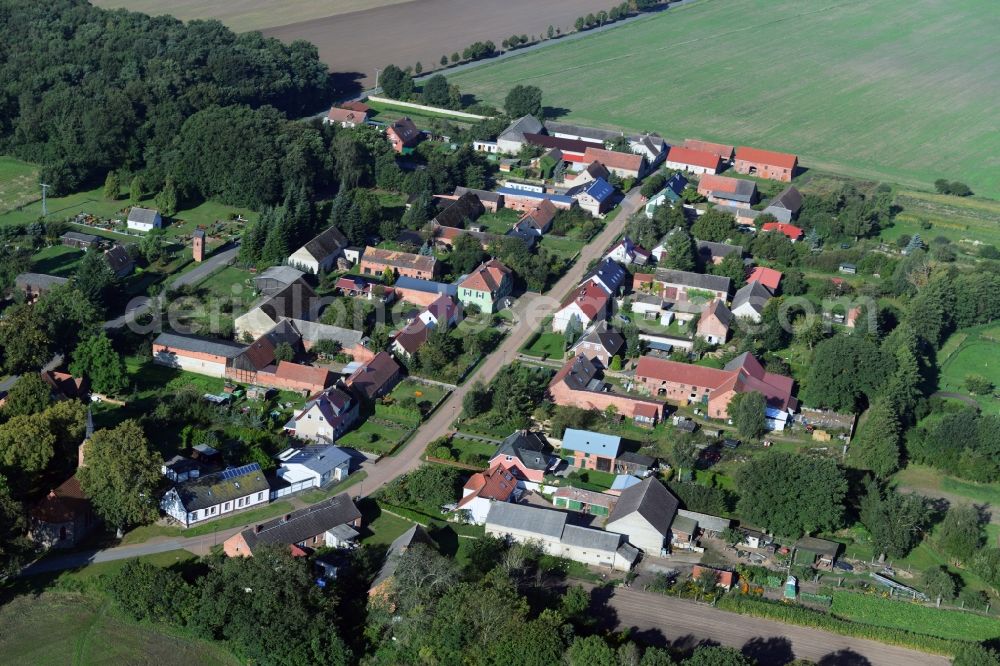 Triglitz from the bird's eye view: View of a village of the municipality Triglitz in Brandenburg