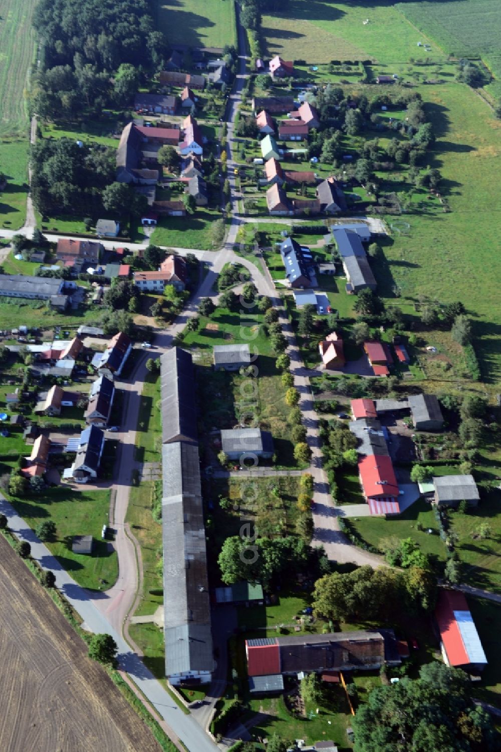 Aerial image Triglitz - View of a village of the municipality Triglitz in Brandenburg