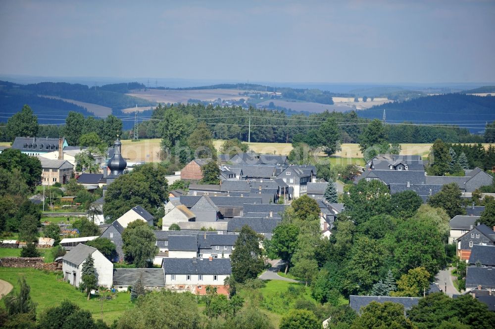 Probstzella OT Großgeschwenda from above - Villagescape with church of Grossgeschwnda in Thuringia