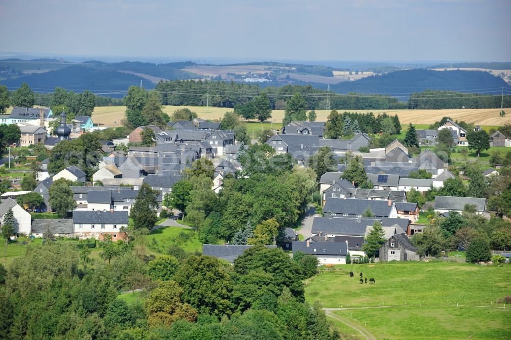 Probstzella OT Großgeschwenda from the bird's eye view: Villagescape with church of Grossgeschwnda in Thuringia