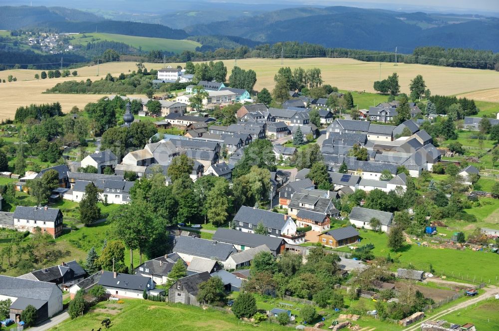 Aerial image Probstzella OT Großgeschwenda - Villagescape with church of Grossgeschwnda in Thuringia