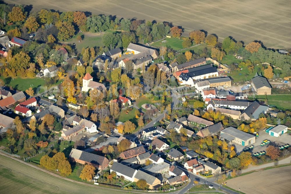 Aerial photograph Leipzig OT Hohenheida - View of the village Hohenheida northern outskirts of Leipzig in Saxony, with village-church