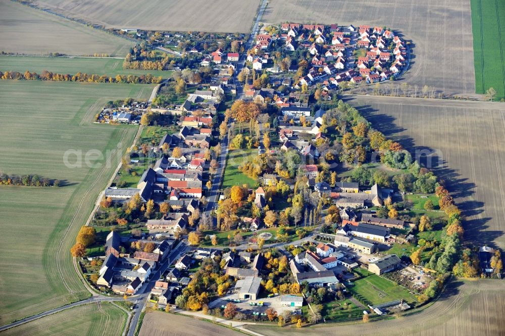Aerial image Leipzig OT Hohenheida - View of the village Hohenheida northern outskirts of Leipzig in Saxony, with village-church