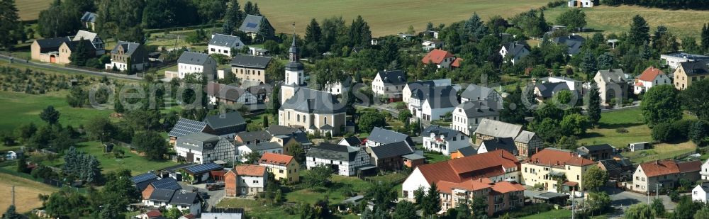 Aerial image Reinsdorf - Village view with church building in the village of Reinsdorf in the state Thuringia