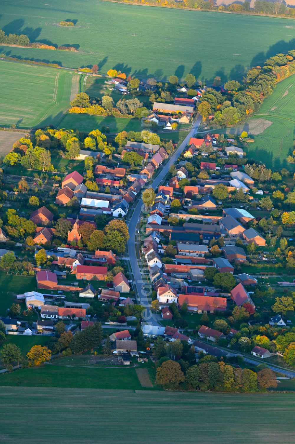 Aerial image Kuhbier - Village view in Kuhbier in the state Brandenburg, Germany