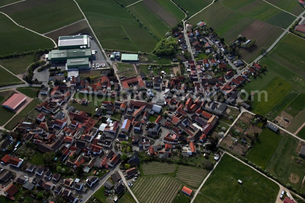 Aerial image Lonsheim - Village view from Lonsheim is a municipality in the district Alzey-Worms in Rhineland-Palatinate