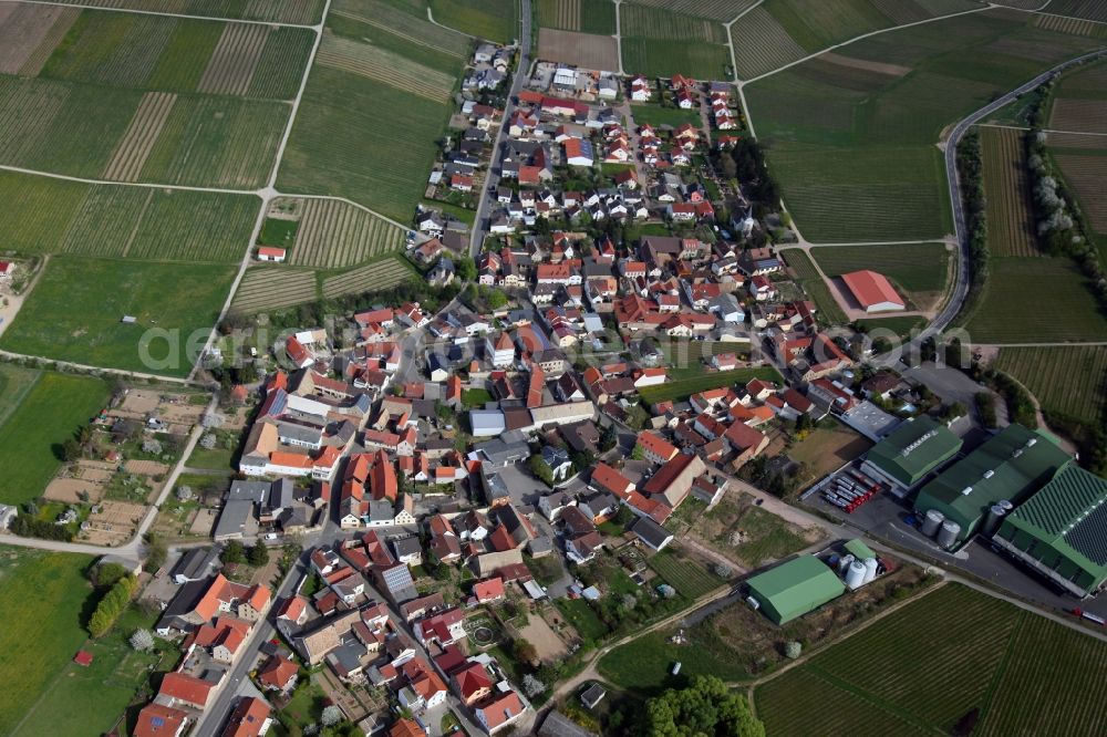 Aerial image Lonsheim - Village view from Lonsheim is a municipality in the district Alzey-Worms in Rhineland-Palatinate