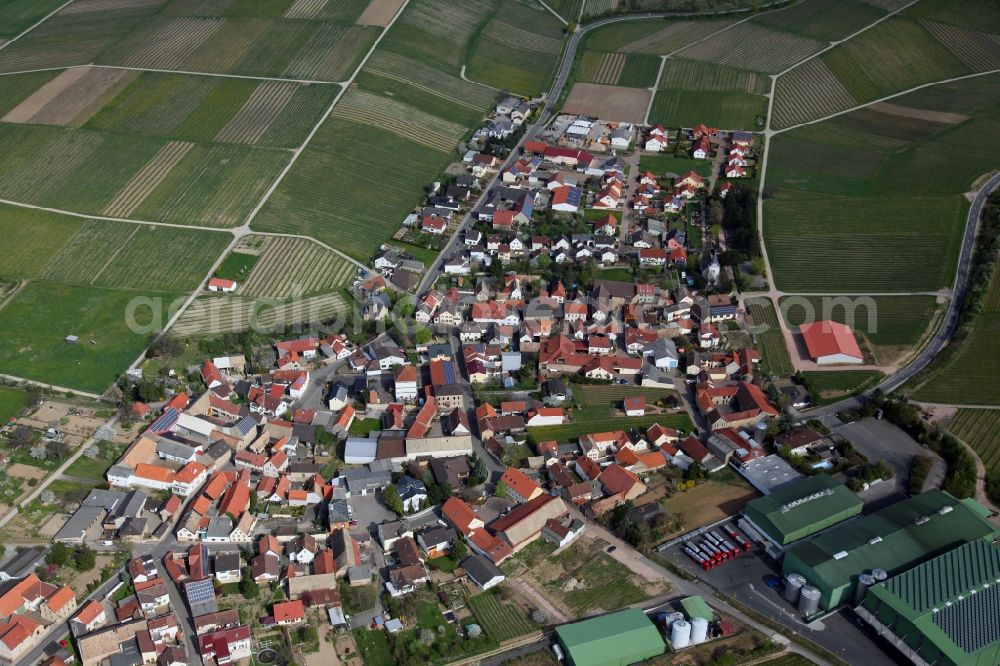 Aerial photograph Lonsheim - Village view from Lonsheim is a municipality in the district Alzey-Worms in Rhineland-Palatinate