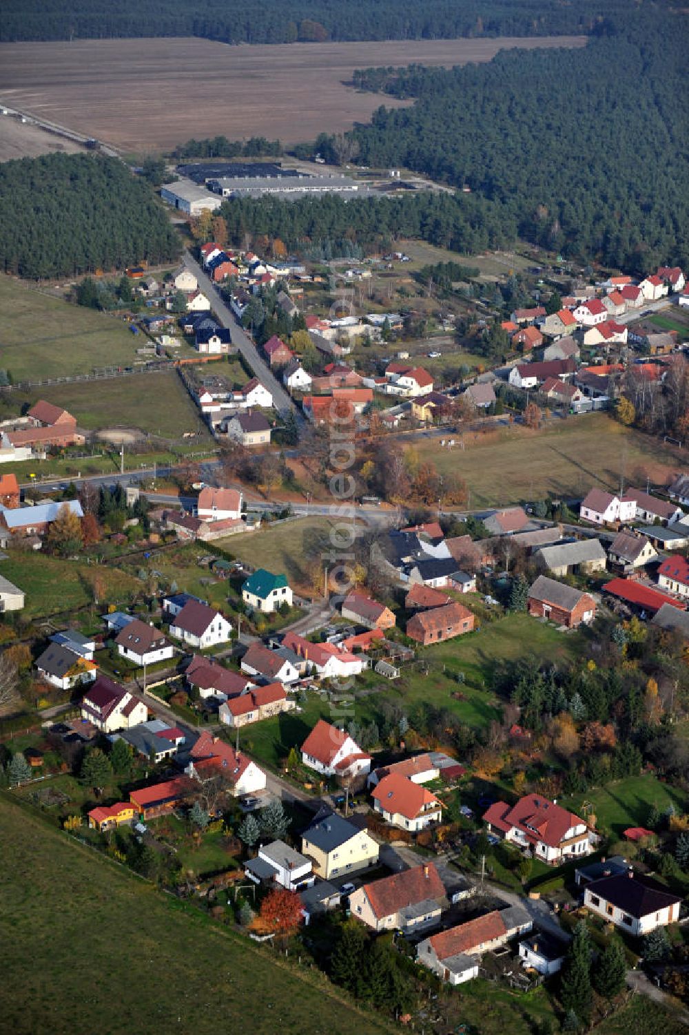 Doberlug-Kirchhain OT Lugau from the bird's eye view: Dorfansicht / Stadtansicht Lugau in Brandenburg. Village / City scape of Lugau in Brandenburg.