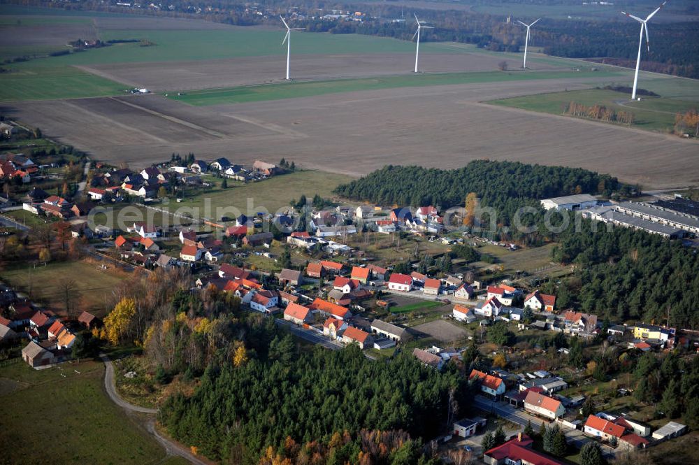 Aerial photograph Doberlug-Kirchhain OT Lugau - Dorfansicht / Stadtansicht Lugau in Brandenburg. Village / City scape of Lugau in Brandenburg.