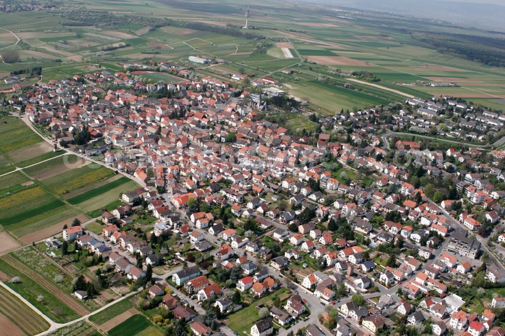 Aerial image Ober-Olm - View of the village Ober-Olm in Rhineland-Palatinate. Ober-Olm belongs to the district Nieder-Olm