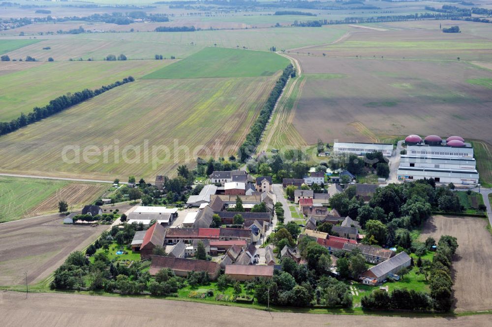 Jesewitz OT Ochelmitz from above - Dorfansicht Ochelmitz an der Liemehnaer Straße in Sachsen. Village scape of Ochelmitz in Saxony.