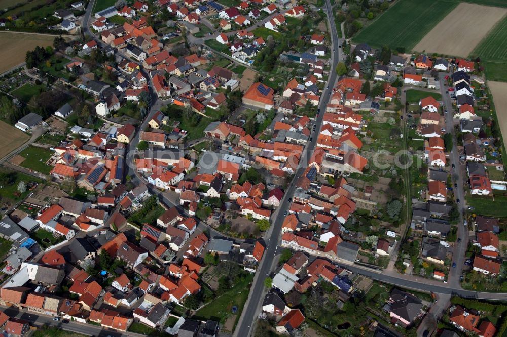 Aerial photograph Offenheim - Village view from Offenheim is a municipality in the district Alzey-Worms in Rhineland-Palatinate