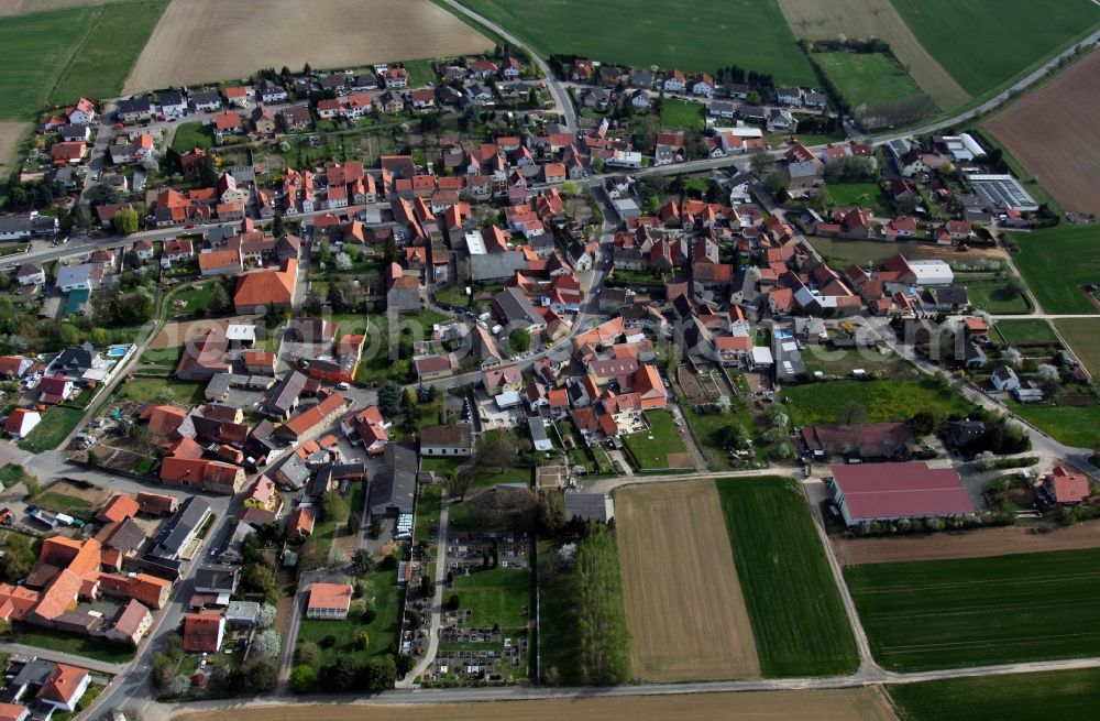 Offenheim from above - Village view from Offenheim is a municipality in the district Alzey-Worms in Rhineland-Palatinate