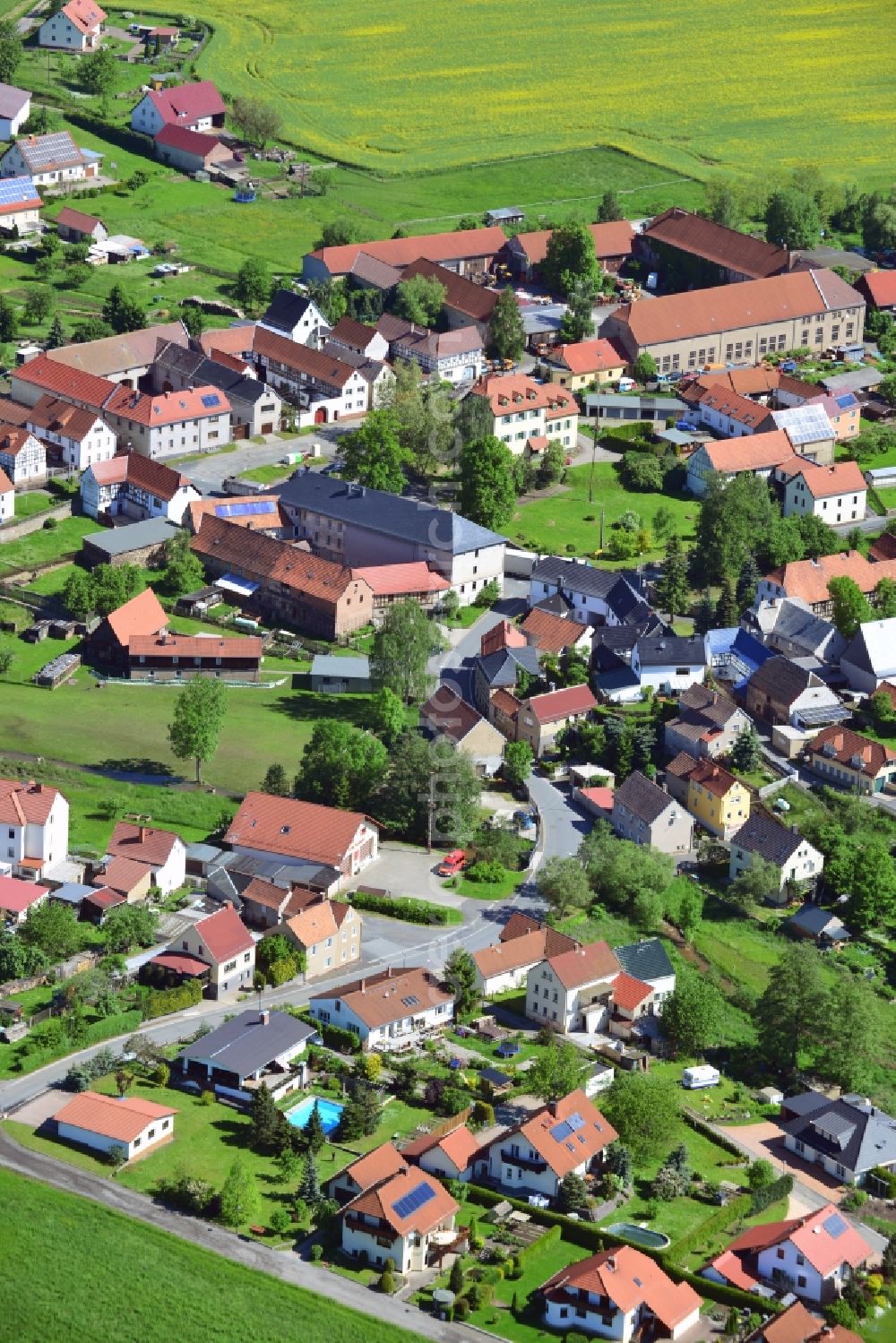 Frießnitz from above - Village view of the town in Thuringia Frießnitz