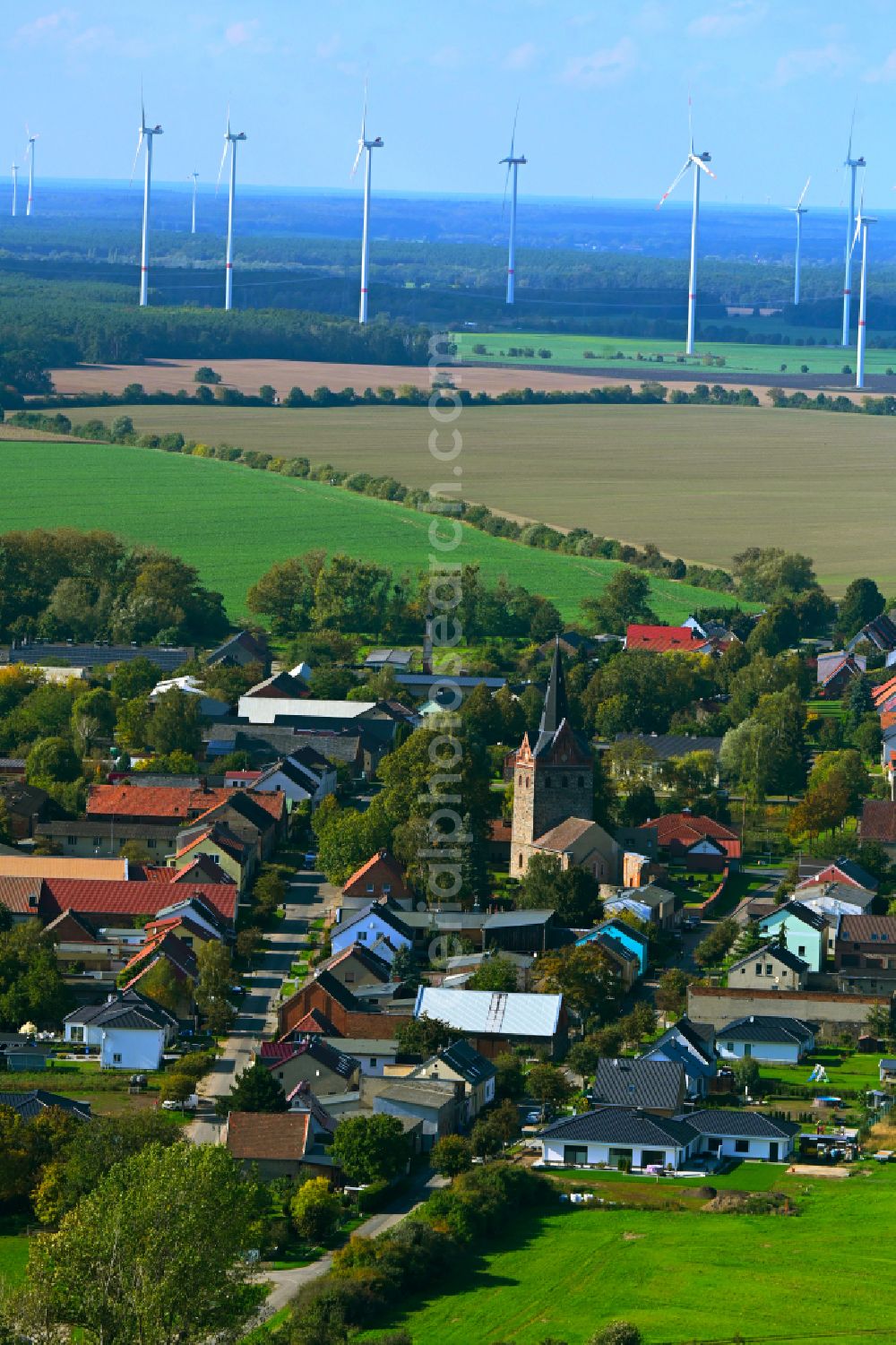 Schönfeld from above - Village view in Schoenfeld in the state Brandenburg, Germany