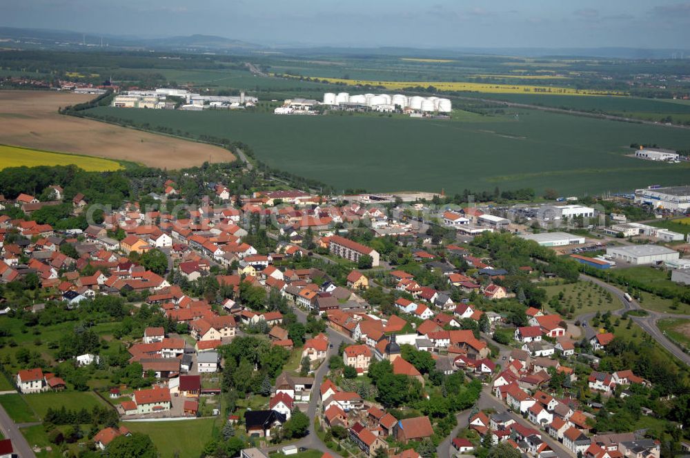 Aerial photograph Schwabenhausen - Dorfansicht / Stadtansicht Schwabenhausen in Thüringen mit der evangelisch-lutherischen Dorf-Kirche St. Trinitatis. Village / City scape of Schwabenhausen in Thuringia with the evangelical lutheran village church St. Trinitatis.