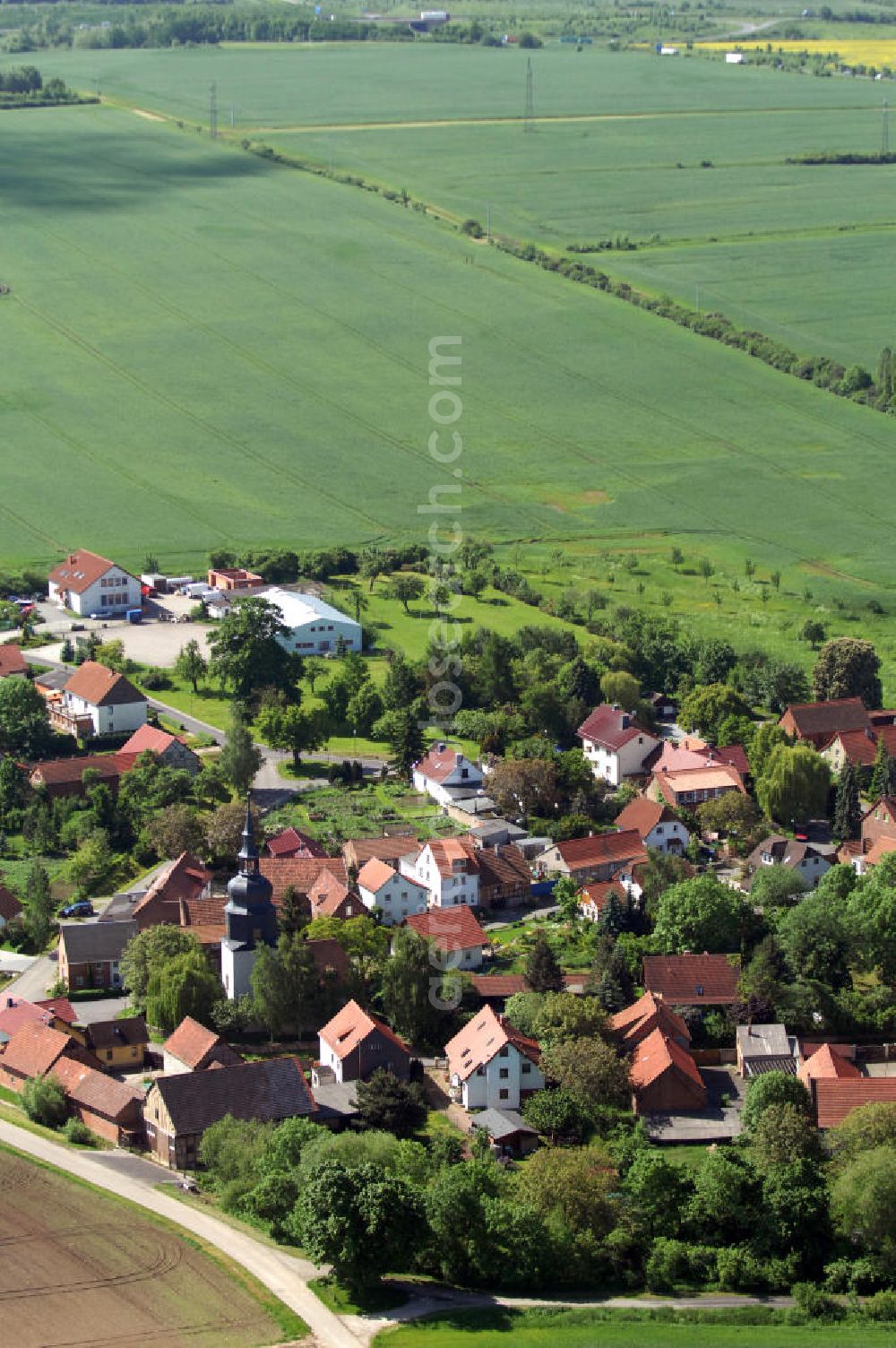 Aerial photograph Mönchenholzhausen OT Sohnstedt - Dorfansicht / Stadtansicht Sohnstedt in Thüringen mit der Dorf-Kirche. Village / City scape of Sohnstedt in Thuringia with the village church.