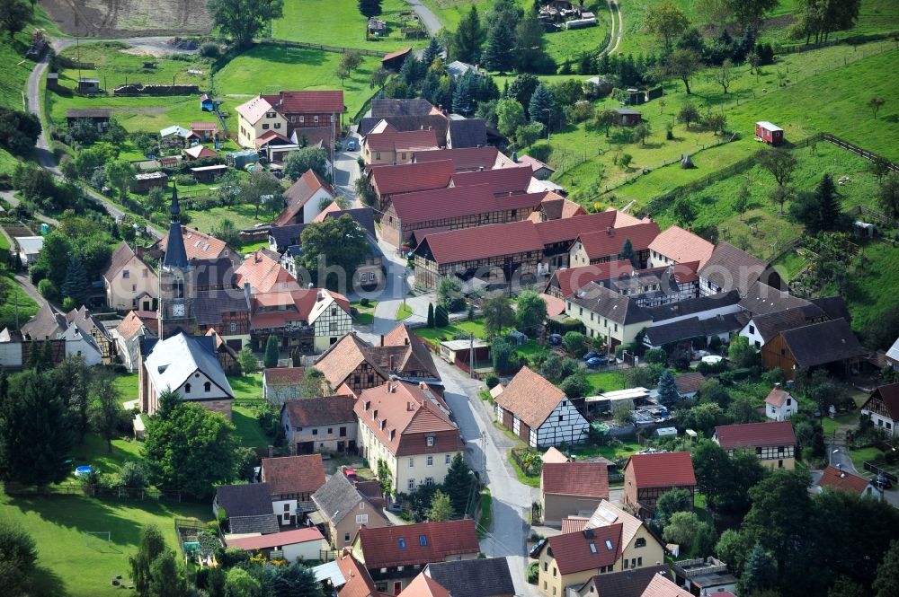 Unterbodnitz from above - Villagescape with church of Unterbodnitz in Thuringia