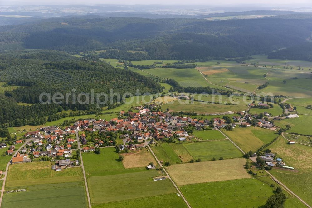 Lichtenfels from the bird's eye view: Village view from the center of Lichtenfels in the Sauerland region in Hesse