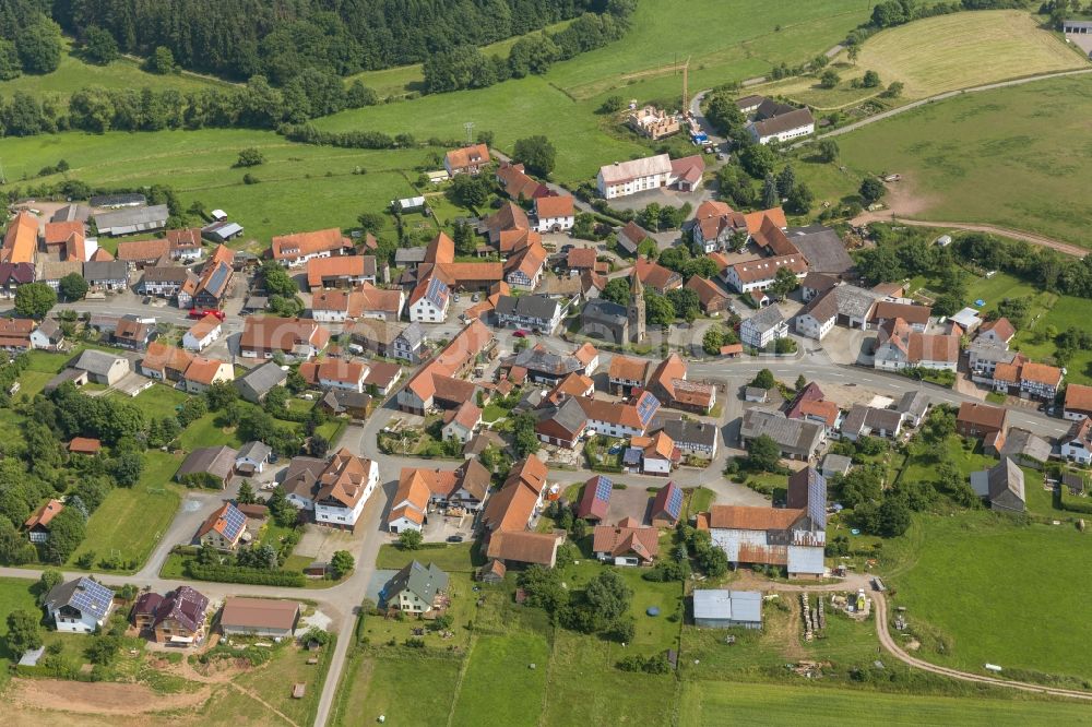 Aerial image Lichtenfels - Village view from the center of Lichtenfels in the Sauerland region in Hesse