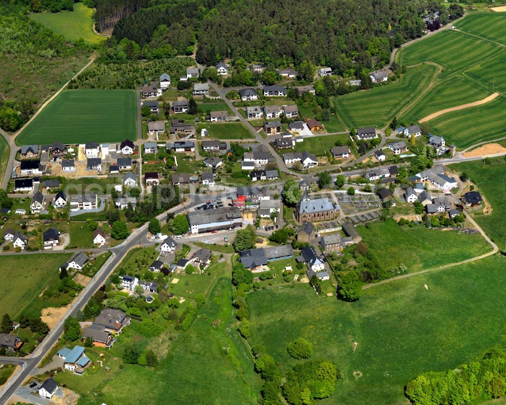 Baar, Wanderath from the bird's eye view: Village core of in Baar, Wan derath in the state Rhineland-Palatinate