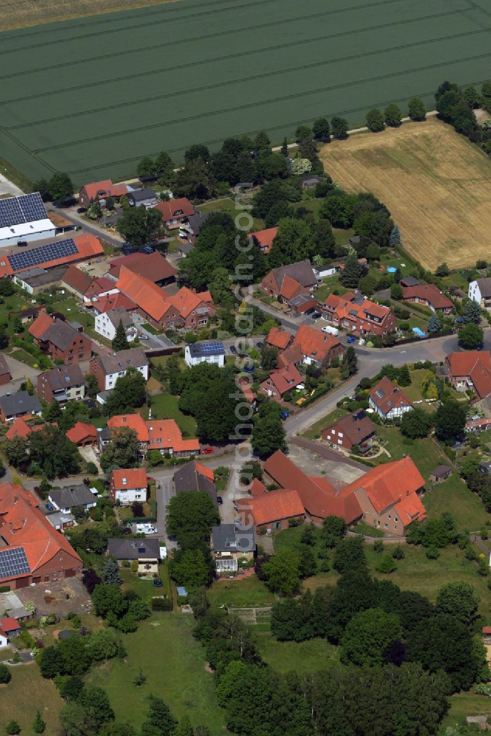 Barsinghausen from the bird's eye view: Village core in Barsinghausen in the state Lower Saxony