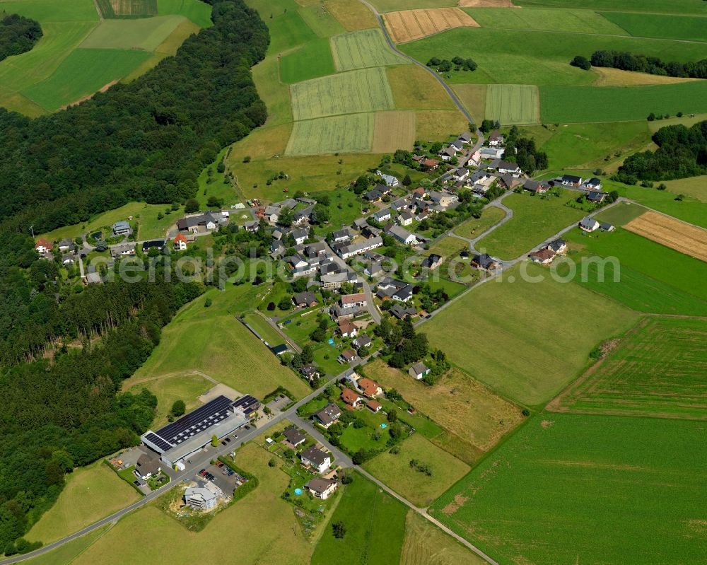 Bühlingen, Neustadt (Wied) from the bird's eye view: Village core in Buehlingen, Neustadt (Wied) in the state Rhineland-Palatinate