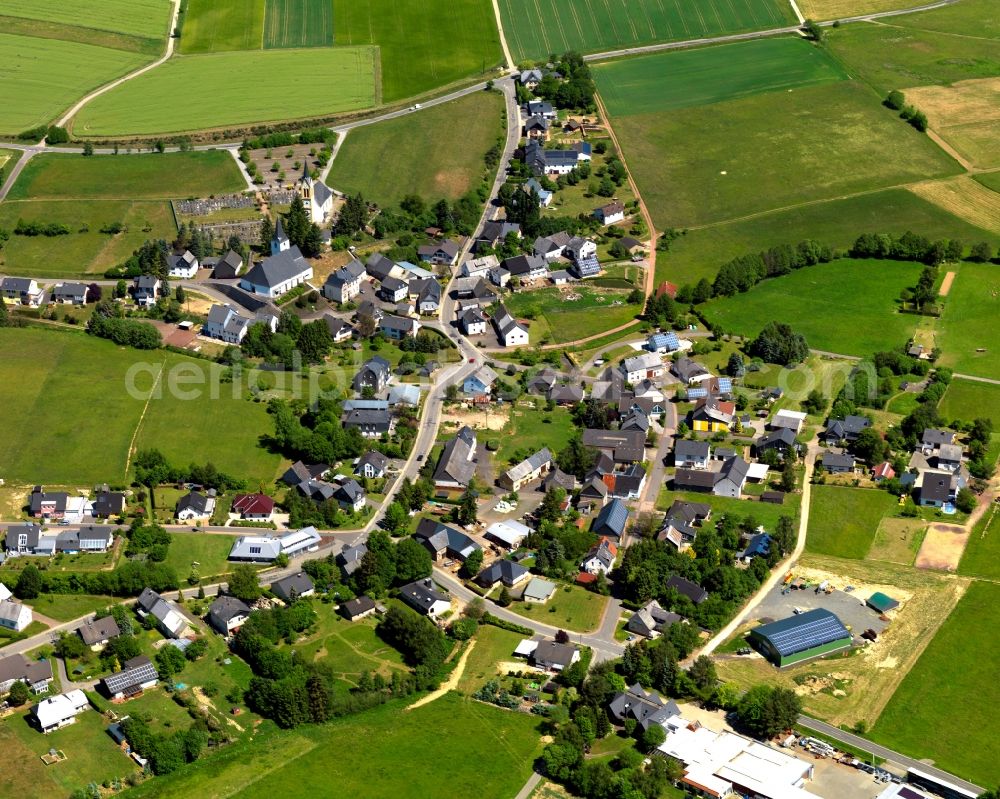 Biebern from above - Village core in Biebern in the state Rhineland-Palatinate