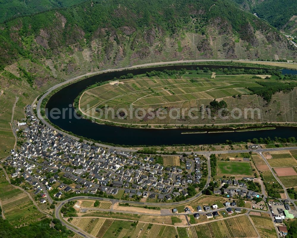 Aerial image Bremm - Village core of in Bremm in the state Rhineland-Palatinate