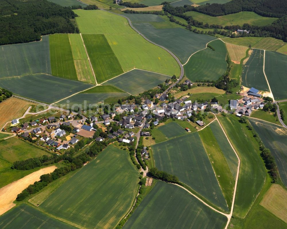 Budenbach from the bird's eye view: Village core in Budenbach in the state Rhineland-Palatinate