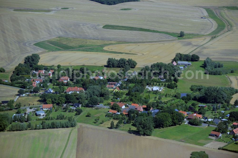 Carolinenhof from the bird's eye view: Village core in Carolinenhof in the state Mecklenburg - Western Pomerania