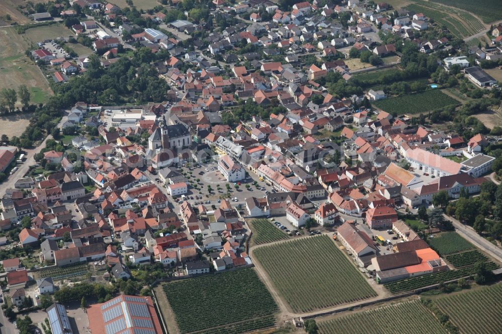 Aerial photograph Dirmstein - Village core in Dirmstein in the state Rhineland-Palatinate