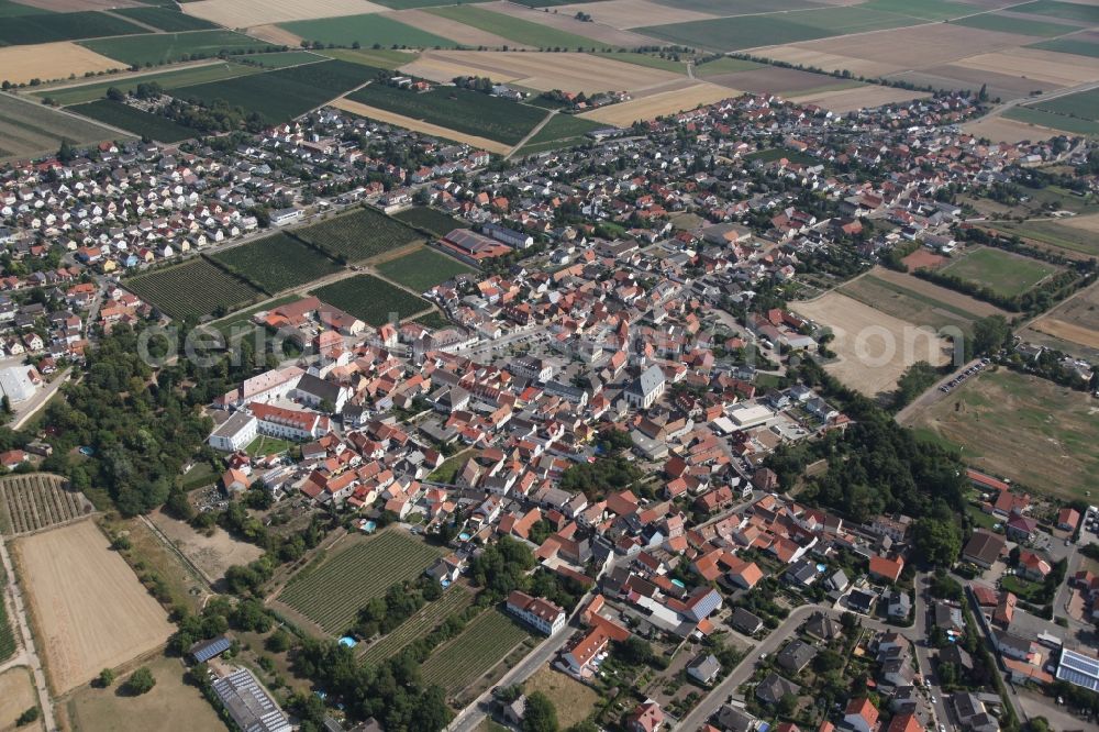 Dirmstein from above - Village core in Dirmstein in the state Rhineland-Palatinate