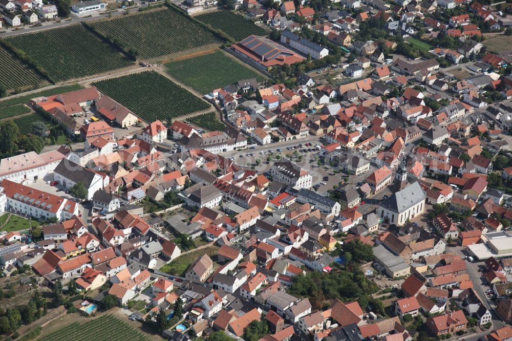 Dirmstein from the bird's eye view: Village core in Dirmstein in the state Rhineland-Palatinate