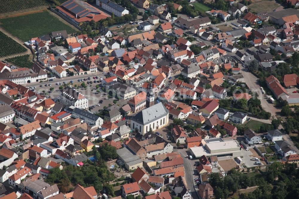 Aerial photograph Dirmstein - Village core in Dirmstein in the state Rhineland-Palatinate