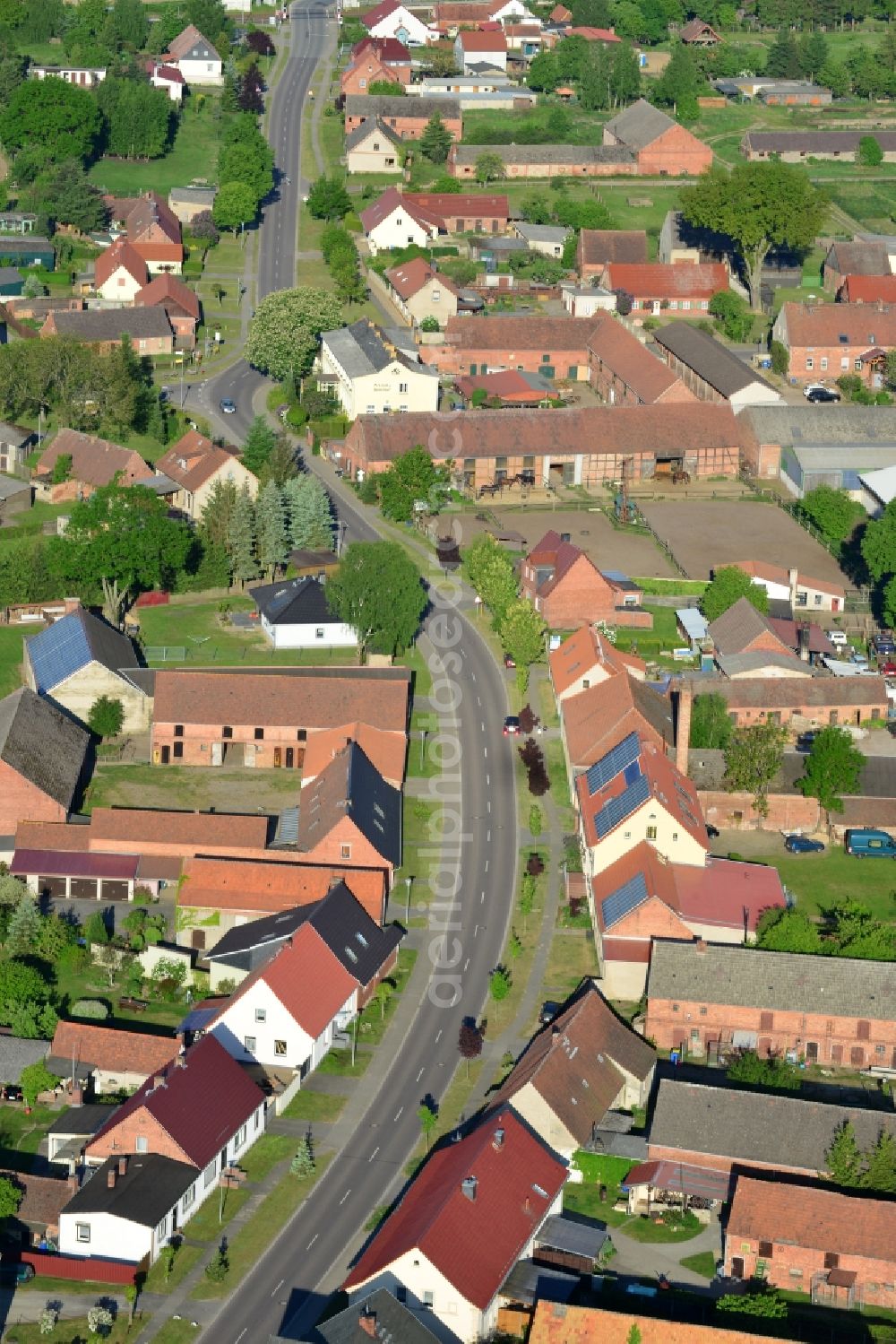 Dossow, Wittstock/Dosse from above - Village core in Dossow, Wittstock/Dosse in the state Brandenburg