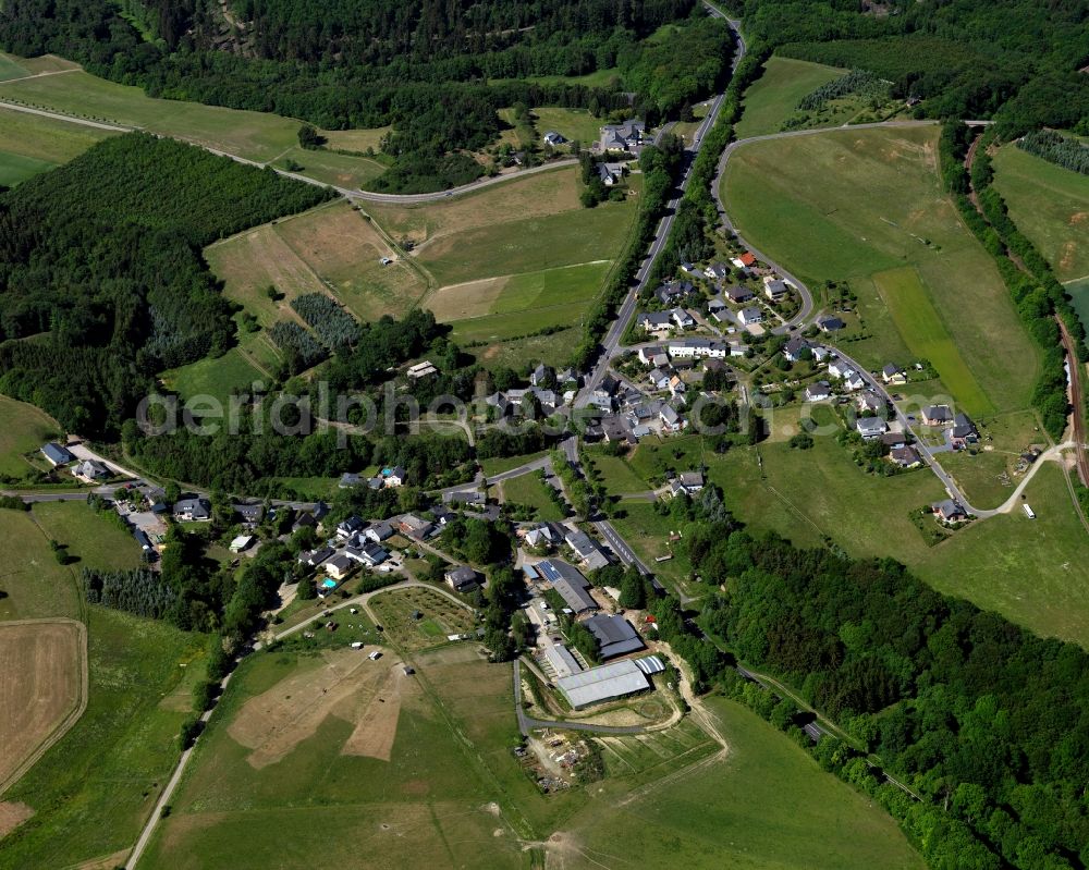 Ehr, Halsenbach from the bird's eye view: Village core in Ehr, Halsenbach in the state Rhineland-Palatinate