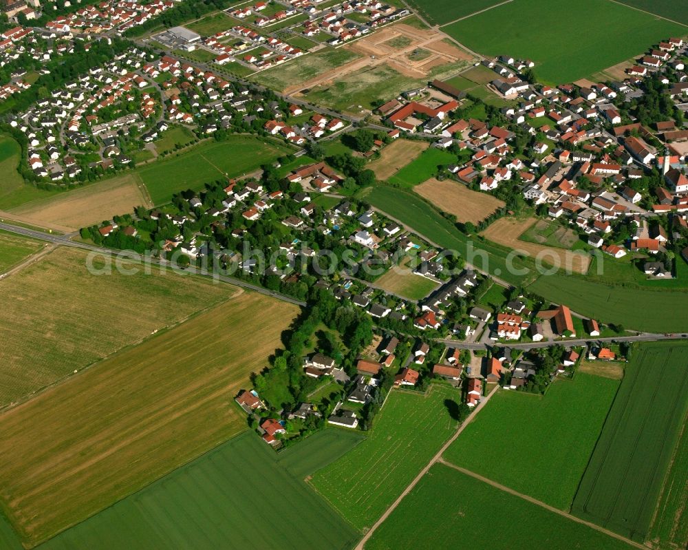 Aerial image Alburg - Agricultural land and field boundaries surround the settlement area of the village in Alburg in the state Bavaria, Germany