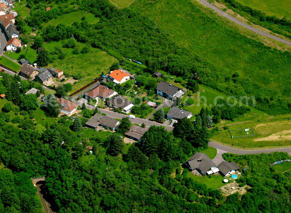 Aerial image Alsenz - Agricultural land and field boundaries surround the settlement area of the village in Alsenz in the state Rhineland-Palatinate, Germany