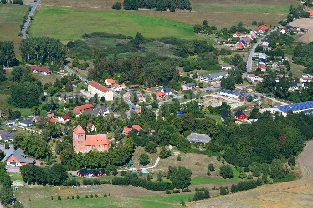 Aerial photograph Alt Bukow - Agricultural land and field boundaries surround the settlement area of the village in Alt Bukow in the state Mecklenburg - Western Pomerania, Germany