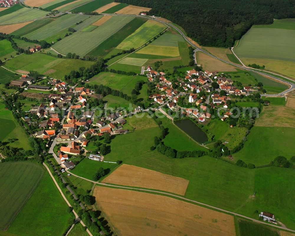 Aerial image Altentrüdingen - Agricultural land and field boundaries surround the settlement area of the village in Altentrüdingen in the state Bavaria, Germany