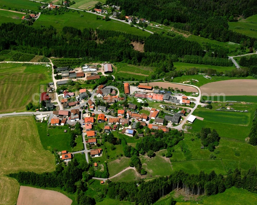 Aerial photograph Altfürstenhütte - Agricultural land and field boundaries surround the settlement area of the village in Altfürstenhütte in the state Baden-Wuerttemberg, Germany