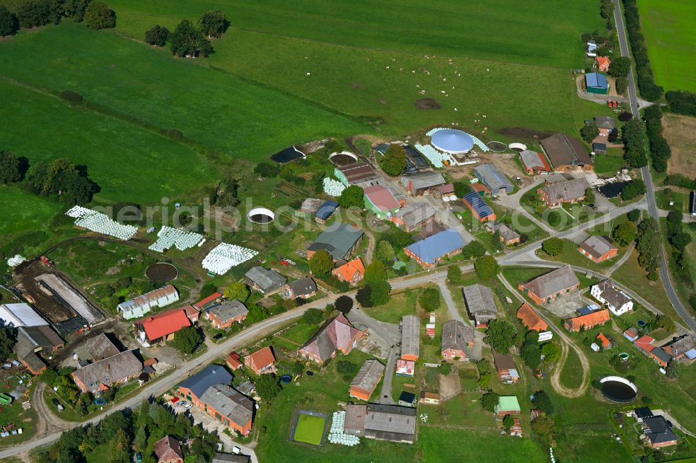 Besenthal from the bird's eye view: Agricultural land and field boundaries surround the settlement area of the village in Besenthal in the state Schleswig-Holstein, Germany