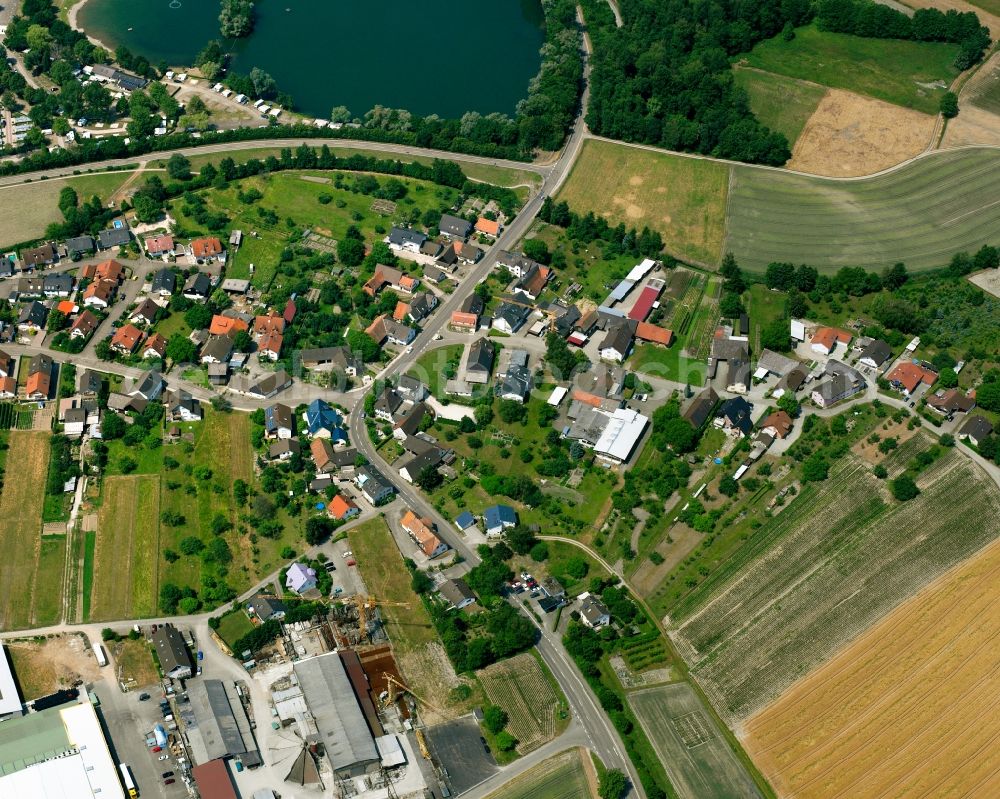 Aerial image Bühl - Agricultural land and field boundaries surround the settlement area of the village in Bühl in the state Baden-Wuerttemberg, Germany