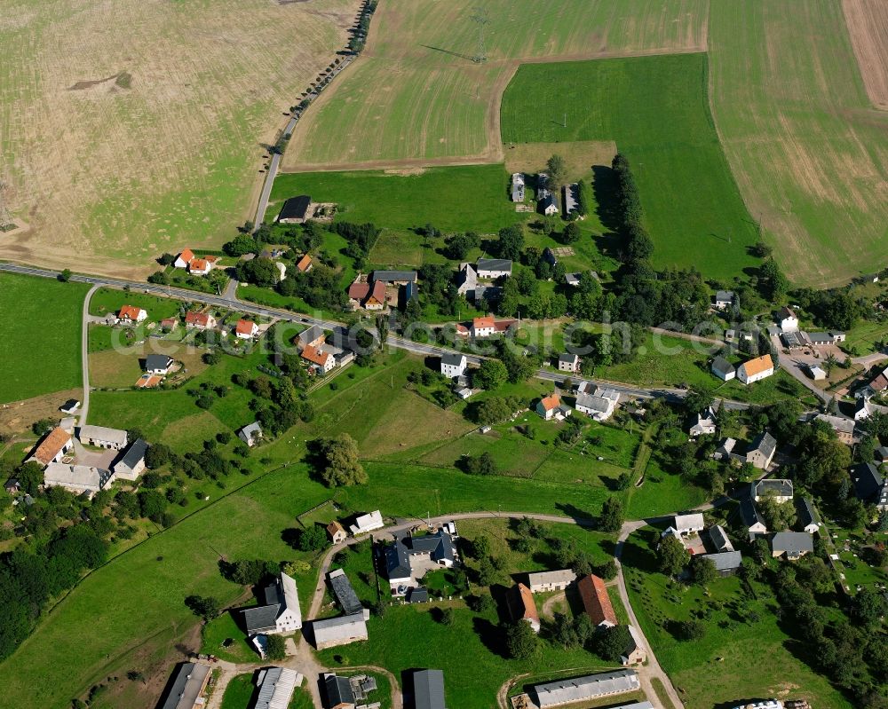 Aerial photograph Bockendorf - Agricultural land and field boundaries surround the settlement area of the village in Bockendorf in the state Saxony, Germany