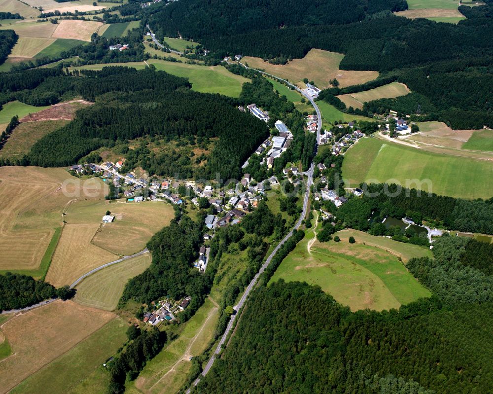 Bollwerk from the bird's eye view: Agricultural land and field boundaries surround the settlement area of the village in Bollwerk in the state North Rhine-Westphalia, Germany