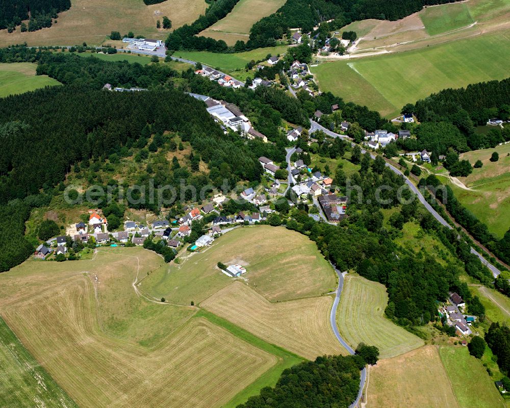 Aerial image Bollwerk - Agricultural land and field boundaries surround the settlement area of the village in Bollwerk in the state North Rhine-Westphalia, Germany