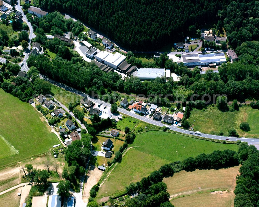 Aerial photograph Bollwerk - Agricultural land and field boundaries surround the settlement area of the village in Bollwerk in the state North Rhine-Westphalia, Germany